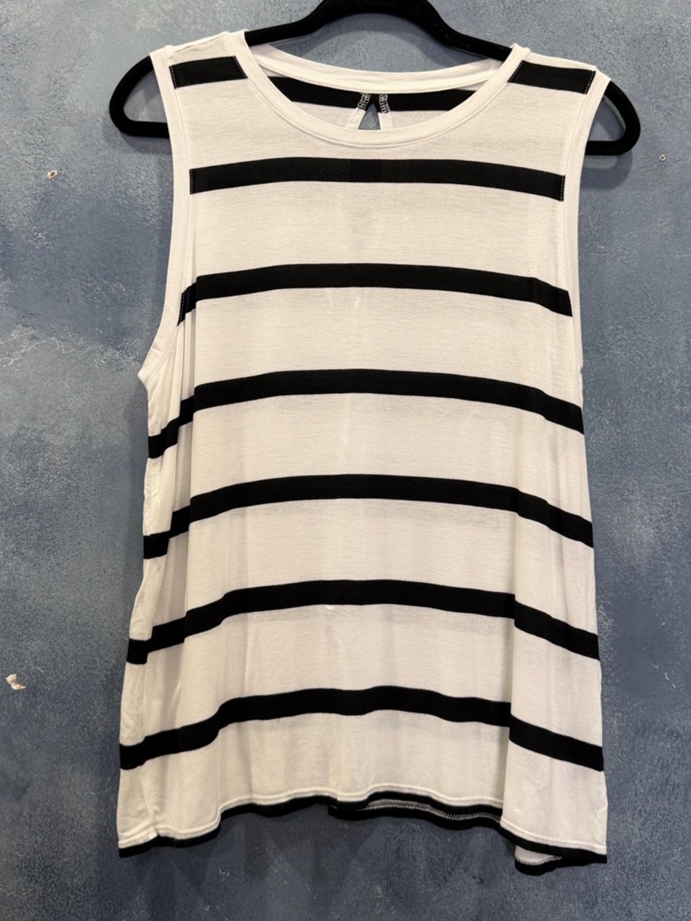 Halogen White Tank Top with Black Horizontal Stripes L